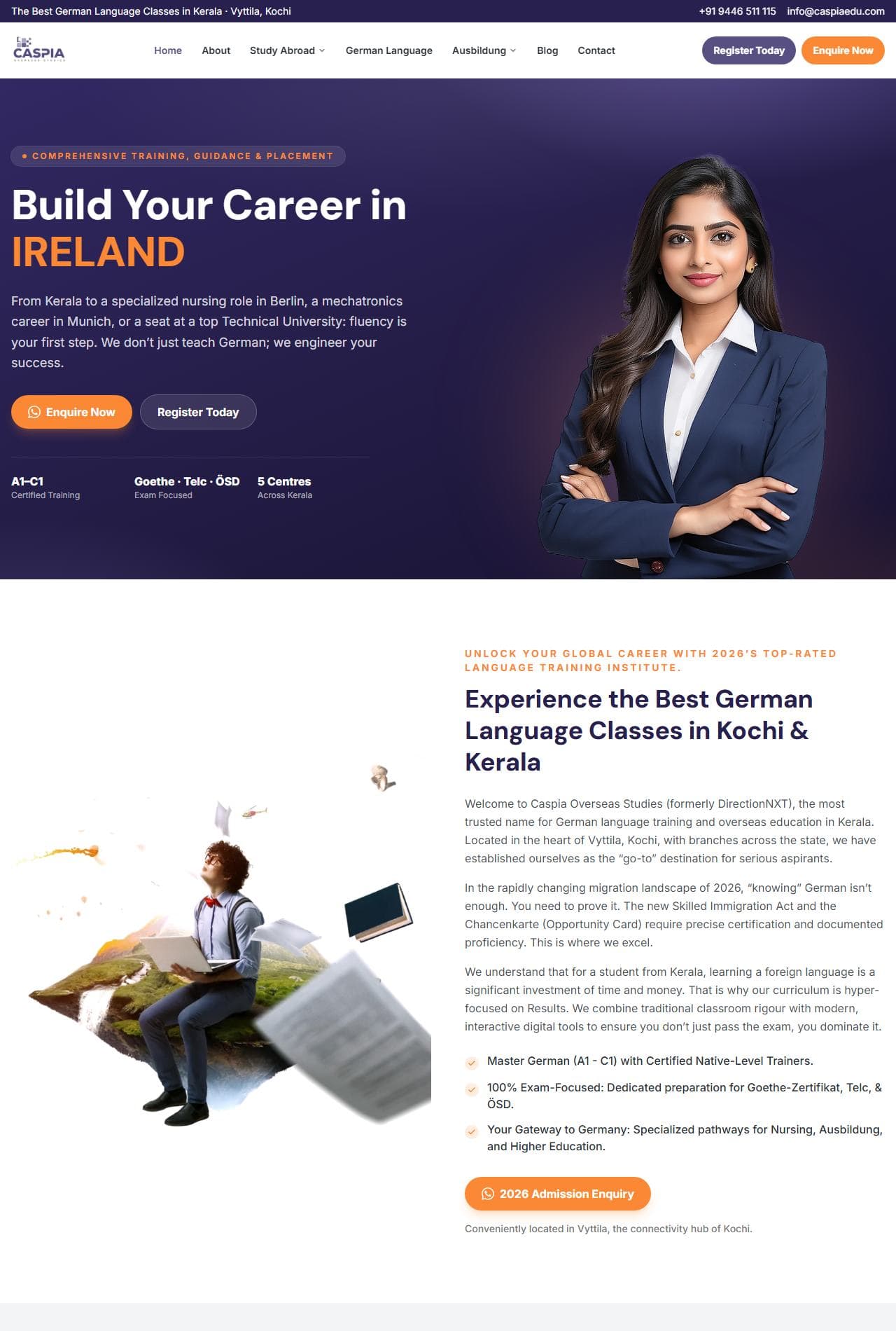 Screenshot of the Caspia Overseas website