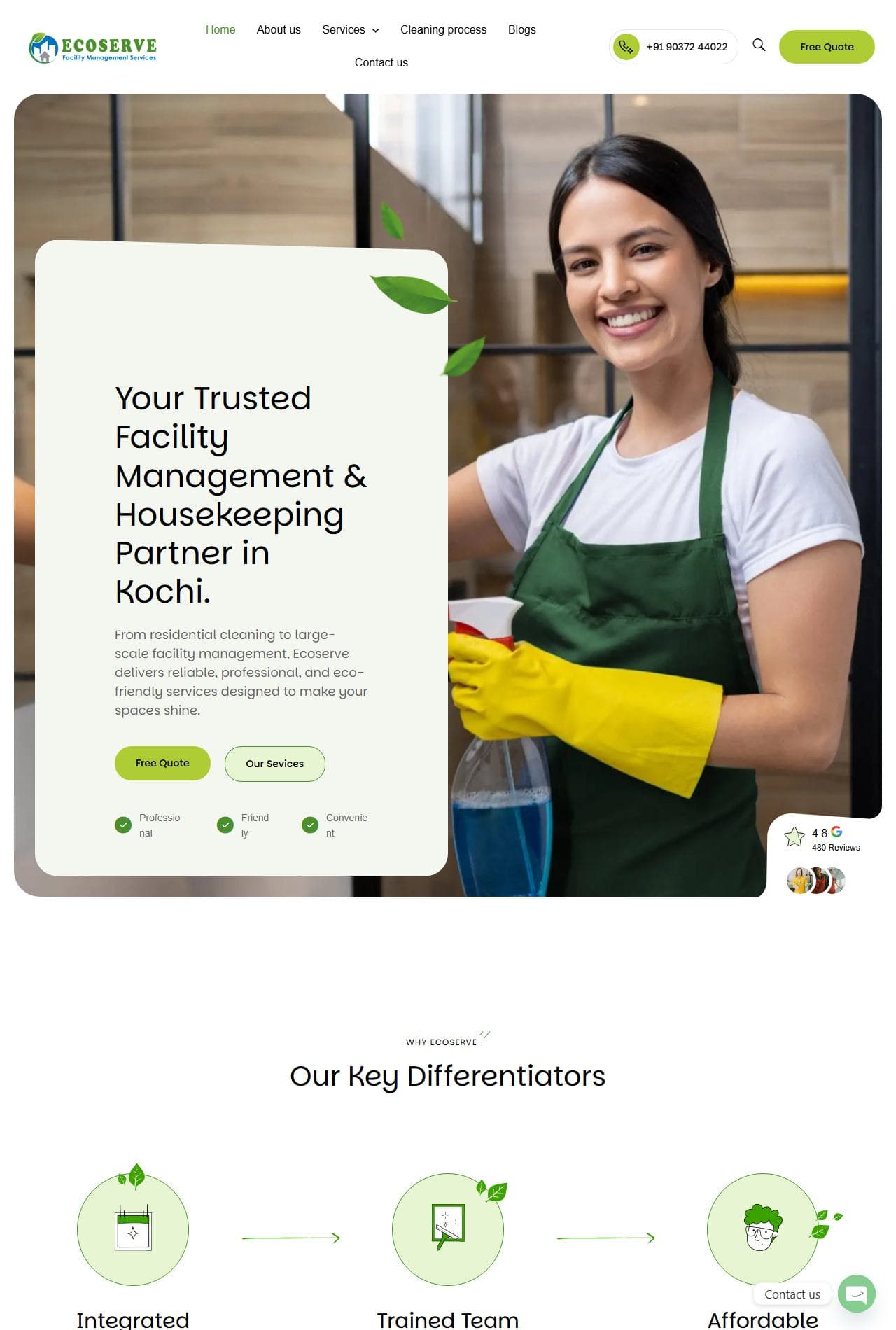 Screenshot of the EcoServe FM website