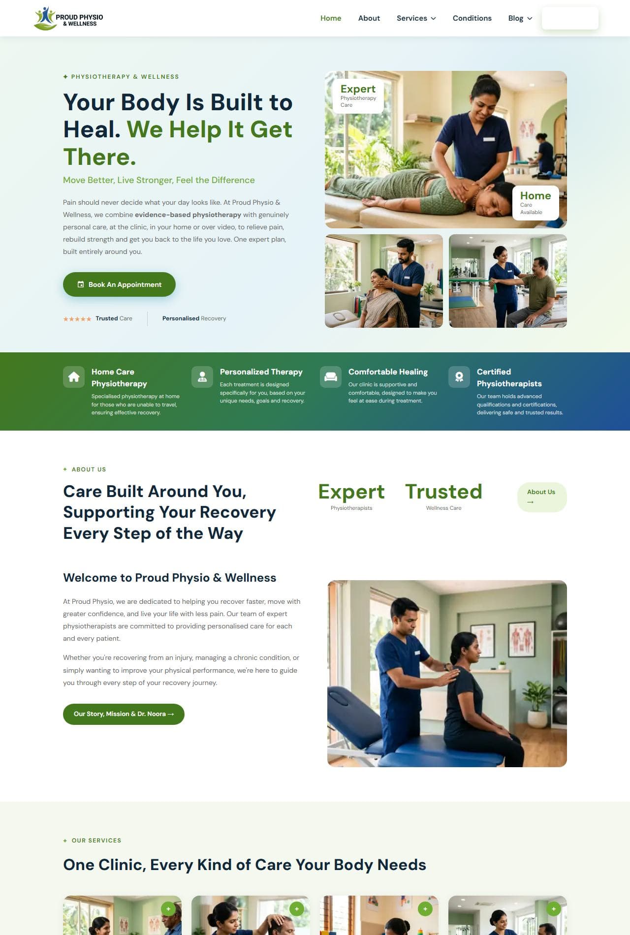 Screenshot of the Proud Physio website